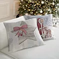 Poszewka na poduszkę 45x45 cm bawełniana, gobelinowa popielato, srebrna zdobiona motywem świątecznym GOB