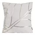 Poszewka na poduszkę 45x45 cm welwetowa biała z błyszczącym nadrukiem liści BLINK 38