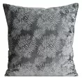 Poszewka na poduszkę 45x45 cm z miękkiego welwetu grafitowa z nadrukiem liści palmy VELVET 74 Eurofirany Premium