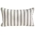 Poszewka na poduszkę 30x50 cm bawełniana z dodatkiem lnu kremowo, stalowa zdobiona subtelnym nadrukiem pasów  LEN