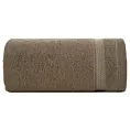 Ręcznik kąpielowy 70x140 cm bawełniany kolor jasnobrązowy zero twist z bordiurą w paski 400 g/m2 RIKI