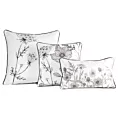 Poszewka na poduszkę dwustronna 60x60 cm welwetowa, biało beżowa z motywem roślinnym z wypustką na brzegach AGNES Eurofirany Premium