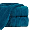 Ręcznik kąpielowy 50x90 cm bawełniany kolor ciemnoniebieski z ozdobną bordiurą w paseczki 500 g/m2 ADORE
