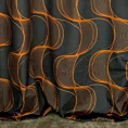 Zasłona czarno, ruda z wzorem pionowych fal, z welwetu 140x250 cm przelotka - POLA