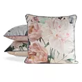 Poszewka na poduszkę 45x45 kremowa, różowa welwetowa z subtelnym motywem kwiatów  ROSITA 2