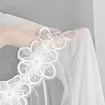 Firana biała z etaminy zdobiona aplikacją w kwiaty 140x250 cm przelotka ALISON