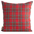 Poszewka na poduszkę świąteczna 45x45 cm czerwono, zielona w kratę i zdobiona haftem