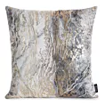 Poszewka na poduszkę 45x45 cm welwetowa, srebrna zdobiona przecieranym metalicznym nadrukiem SOFI