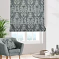 Roleta rzymska niebiesko złota z miękkiej tkaniny w ornamentowy wzór