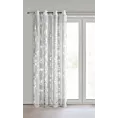 Firana biało, srebrna z etaminy z motywem roślinnym 140x250 cm przelotki - DELIA