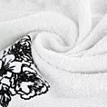 Zestaw ręczników bawełnianych na prezent 3 szt kolor biały, czarny z haftem kwiatów 400 g/m2 MELANI
