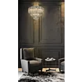 Lampa wisząca do salonu transparentna, srebrna DANA ze szklanymi elegackimi zawieszkami, możliwość regulacji wysokości