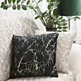 Poszewka na poduszkę 45x45 cm welwetowa czarna, pikowana metodą hot press zdobiona błyszczącym nadrukiem marmuru BLINK 44