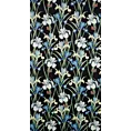 Zasłona czarno, niebieska w kwiaty irysów 140x250 cm przelotka - MAJA