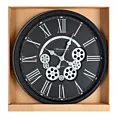 Dekoracyjny zegar ścienny w stylu retro z ruchomymi kołami zębatymi