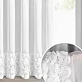 Firana biała z szyfonu zdobiona aplikacją 3D w róże 350x250 cm przelotka - ROSES - Eva Minge