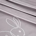 Bieżnik na stół beżowo, biały 35x140 cm welwetowy WIOSNA 1 z nadrukiem zajączka