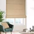 Roleta rzymska beżowa z miękkiej tkaniny o naturalnym splocie w stylu ekologicznym