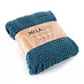 Koc akrylowy 130x170 cm granatowy miękki w dotyku z drobnym ażurowym wzorem i frędzlami AKRYL 1 Eurofirany Premium