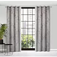 Zasłona beżowo, grafitowa z marmurkowym wzorem, welwetowa 140x250 cm przelotka - WERA
