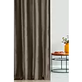 Zasłona szyta na taśmie 5 cm ciemnobrązowa z tkaniny welwetowej w pionowe prążki, wykończona obciążnikiem