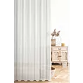Firana szyta na taśmie 5 cm kremowa z lekko połyskującej tkaniny z widocznym efektem deszczyku, wykończona obciążnikiem