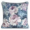 Poszewka na poduszkę 45x45 cm welwetowa ciemnoniebiesko, różowa z roślinnym nadrukiem VELVET 204