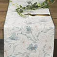 Bieżnik na stół naturalno, jasnoniebieski 40x140 cm INES 10 z nadrukowanym motywem pastelowych kwiatów