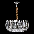 Lampa wisząca do salonu transparentno, złota NELA z zwisającymi kryształkami, z możliwością regulacji wysokości