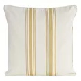Poszewka na poduszkę 50x50 cm bawełniana z dodatkiem lnu kremowo, żółta zdobiona subtelnym nadrukiem pasów  LEN