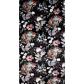 Zasłona welwetowa czarno, ruda z nadrukiem kwiatów 140x270 cm taśma - ALANI