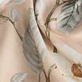 Zasłona szyta na taśmie 5 cm pudrowo różowo kremowa z tkaniny o płóciennym splocie z nadrukiem w magnolie