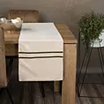 Bieżnik na stół kremowy 35x140 cm welwetowy GLEN 4 zdobiony dwoma pasami efektownej pasmanterii z drobnymi cyrkoniami