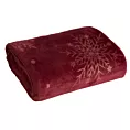 Koc świąteczny 150x200 cm bordowy, złoty zdobiony nadrukiem śnieżynek