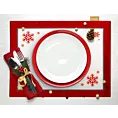 Komplet podkładek 4 szt biało, czerwony 30x40 cm welwetowy NOEL z motywem skandynawskim