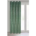 Zasłona welwetowa ciemnozielona z prążkowanym złotym wzorem 140x250 cm przelotka - AMABEL