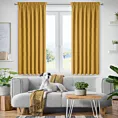 Zasłona musztardowa z tkaniny welurowej 160x180 cm taśma - Dora