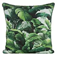 Poszewka na poduszkę 45x45 cm z tkaniny wodoodpornej zielono, biała idealna na taras oraz balkon z nadrukiem egzotycznych liści GARDEN