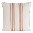 Poszewka na poduszkę 50x50 cm bawełniana z dodatkiem lnu zdobiona subtelnym nadrukiem pasów kremowo, ciemnobeżowa LEN