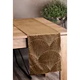 Bieżnik na stół brązowo, złoty 35x140 cm welwetowy BLINK 14 z welwetu z dużym wzorem wachlarzy w stylu art deco