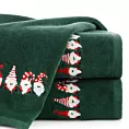 Ręcznik kąpielowy świąteczny 70x140 cm bawełniany kolor zielony,czerwony zdobiona świątecznym haftem 480 g/m2 KARMEN