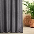Zasłona szyta na flexach LOVELY grafitowa z widocznym ozdobnym splotem, o naturalnym charakterze