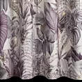 Zasłona welwetowa biało, fioletowa ze wzorem egzotycznych liści 140x270 cm taśma - DAVOS 2