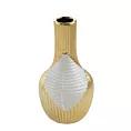 Wazon ceramiczny biało-złoty z geometrycznym wzorem