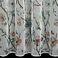 Tkanina firanowa matowa etamina z nadrukiem kwitnących gałązek jabłoni, wykończona obciążnikiem