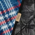 Koc 130x145 cm granatowo, czerwony piknikowy z motywem kraty HARMONY 2