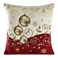 Poszewka na poduszkę 45x45 cm świąteczna gobelinowa beżowo, czerwona