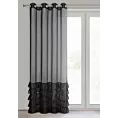 Firana czarna z etaminy zdobiona w dolnej części falbanami 140x250 cm przelotka DANI