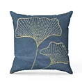 DIVA LINE Poszewka z welwetu z brokatowym złotym nadrukiem z motywem liści miłorzębu