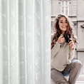 Firana biała z etaminy z delikatnym nadrukiem srebrnych liści 140x250 cm przelotka SISI